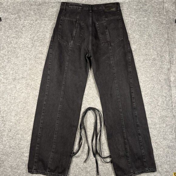 Rag & Bone Jeans Womens 29 Black Denim Baggy Wide Leg Grunge Hip Hop Goth - Picture 6 of 16